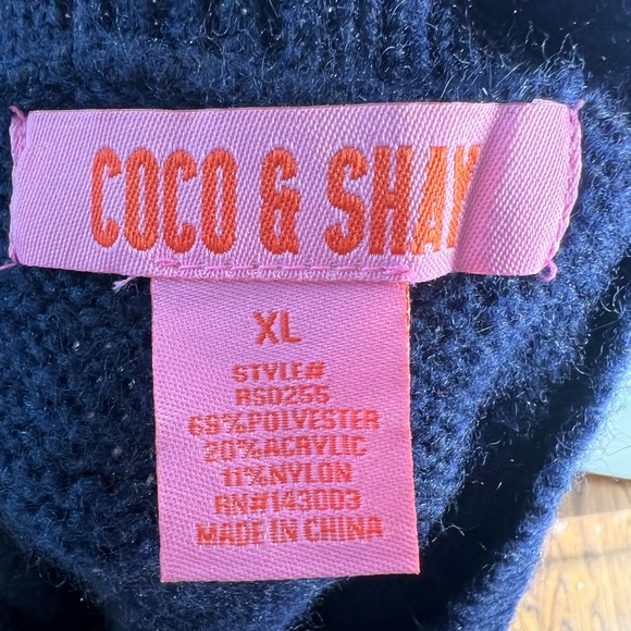 NWT Coco & Shay Teddy Bear Knit Cardigan Sweater Navy Blue Sizes XL, M - Picture 5 of 5